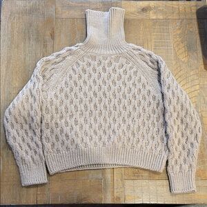 Cable Knit Turtleneck Sweater - Cream